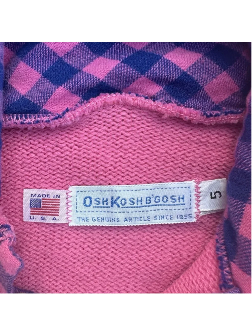 Girls OshKosh B'gosh Pink & Purple Plaid Hooded Sweater Size 5